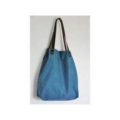 TORBA TOTE XXL - TURKUS. Brązowe torebki klasyczne damskie Pracownia 166, bez wzorów, ze skóry, na ramię, duże, bez dodatków. Za 148,57 zł.