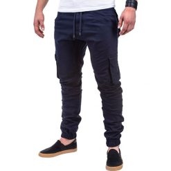 SPODNIE MĘSKIE JOGGERY P388 - GRANATOWE. Niebieskie joggery męskie marki Ombre Clothing, xl. Za 69,00 zł.