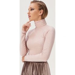 Błyszcząca bluzka z golfem - Różowy. Różowe golfy damskie Sinsay, s, bez wzorów, bez rękawów. Za 39,99 zł.