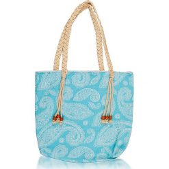 Torba plażowa "Paisley" w kolorze błękitnym - 40 x 50 cm. Niebieskie torby damskie na zakupy marki Begonville, paisley, z bawełny. W wyprzedaży za 108,95 zł.