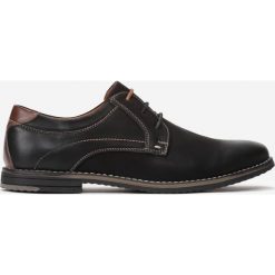 Czarno-Brązowe Półbuty Sanah. Czarne buty wizytowe męskie Born2be, ze skóry, z okrągłym noskiem, na sznurówki. Za 119,99 zł.