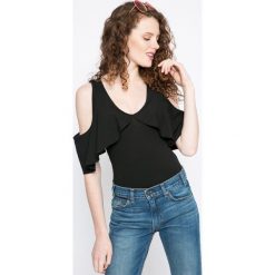 Guess Jeans - Top. Czarne topy damskie marki Guess Jeans, s, z aplikacjami, z elastanu. W wyprzedaży za 119,90 zł.