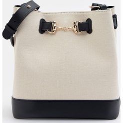 Torebka shopper z łączonych materiałów - Beżowy. Brązowe torby damskie na zakupy Mohito, bez wzorów, z materiału, bez dodatków. Za 99,99 zł.