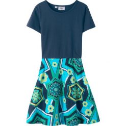 Sukienka shirtowa bonprix ciemnoniebiesko-niebieski oceaniczny. Niebieskie sukienki dziewczęce bonprix, na lato, bez wzorów, z krótkim rękawem, krótkie, mini. Za 34,99 zł.