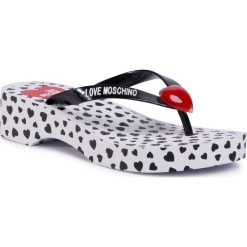 Japonki LOVE MOSCHINO - JA28164G0AJ1000A Nero. Czarne klapki damskie Love Moschino, bez wzorów, z tworzywa sztucznego, bez obcasa, na obcasie. Za 449,00 zł.