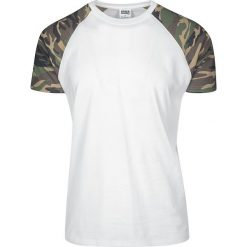 T-shirty męskie: Urban Classics Raglan Contrast Tee T-Shirt biały/kamuflaż Wood Camo