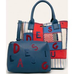 Desigual - Torebka. Niebieskie listonoszki damskie Desigual, w paski, ze skóry ekologicznej, na ramię, małe, bez dodatków. W wyprzedaży za 299,90 zł.