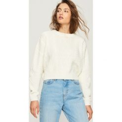 Sweter z warkoczowym splotem - Kremowy. Białe swetry klasyczne damskie Sinsay, l, ze splotem. Za 59,99 zł.