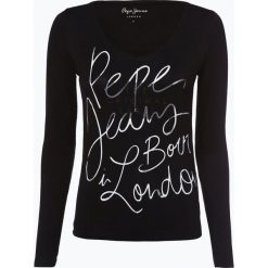 Pepe Jeans - Damska koszulka z długim rękawem – Claudia, czarny. Czarne t-shirty damskie Pepe Jeans, xs, z nadrukiem, z jeansu. Za 199,95 zł.
