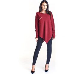 Asymetryczny sweter oversize bordowy. Czerwone swetry damskie Tagless, xl, bez wzorów, bez rękawów, bez kaptura. Za 97,85 zł.