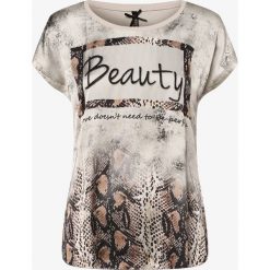 Key Largo - T-shirt damski, beżowy. Brązowe t-shirty damskie Key Largo, xs, z nadrukiem, ze skóry, bez kołnierzyka. Za 99,95 zł.