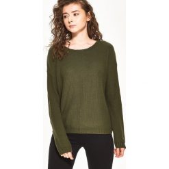 Odzież damska: Sweter z wiązaniem na plecach - Khaki