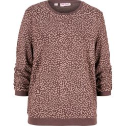 Bluza z nadrukiem, rękawy 3/4 bonprix ciemnobrązowy z nadrukiem. Pomarańczowe bluzy damskie bonprix, z nadrukiem, bez rękawów, bez kaptura. Za 74,99 zł.