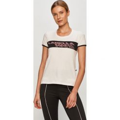 LaBellaMafia - T-shirt. Białe bluzki damskie LABELLAMAFIA, s, z nadrukiem, z bawełny, casualowe, z okrągłym kołnierzem. Za 89,90 zł.