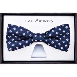 Mucha Granatowa w Kwiatki. Szare muszki męskie marki LANCERTO, w kwiaty, z dzianiny, eleganckie. Za 79,90 zł.