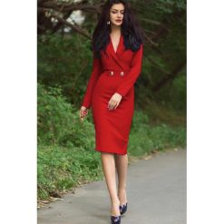 Sukienka BEATRICE RED. Czerwone sukienki damskie Sukienka BEATRICE RED, s, bez wzorów, bez kołnierzyka, bez rękawów. Za 138,00 zł.
