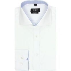 Koszula spello 1987 długi rękaw slim fit biały. Szare koszule męskie na spinki marki S.Oliver, l, z bawełny, z włoskim kołnierzykiem, z długim rękawem. Za 49,99 zł.