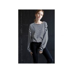 BLUZKA OVERSIZED W PASKI. Czarne bluzki damskie marki The Hive, s, w paski, z bawełny, bez kołnierzyka, bez rękawów. Za 119,00 zł.