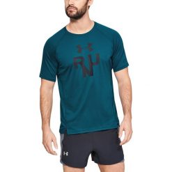 Under Armour Qualifier Glare Koszulka Niebieski Zielony. Niebieskie podkoszulki męskie Under Armour, l, z nadrukiem, z elastanu, z krótkim rękawem. Za 206,95 zł.