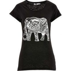 Shirt, krótki rękaw bonprix czarny z nadrukiem. Czarne koszulki damskie marki bonprix, z nadrukiem, bez kołnierzyka. Za 34,99 zł.