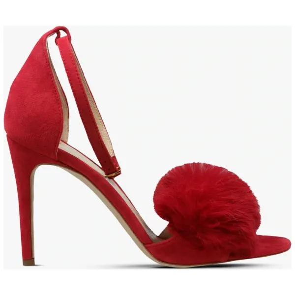 Symbiosis Lisa Fur Sandały Na Szpilce Czerwone buty damskie, czerwony, rozmiar 9. Czerwone sandały damskie Symbiosis, bez wzorów, ze skóry, eleganckie, bez obcasa, na szpilce, bez zapięcia. W wyprzedaży za 169,99 zł.