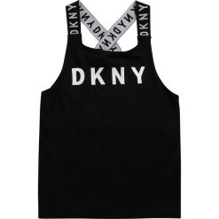 Dkny - Top dziecięcy 110-146 cm. Czarne bluzki dziewczęce DKNY, z nadrukiem, z elastanu, z okrągłym kołnierzem, bez rękawów, bez kaptura. Za 149,90 zł.