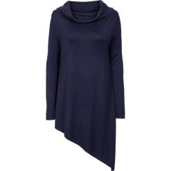 Golfy damskie: Sweter z dłuższym bokiem bonprix ciemnoniebieski