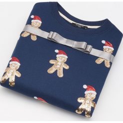 Świąteczna bluza - Granatowy. Niebieskie bluzy damskie Reserved, s, bez wzorów, bez rękawów, bez kaptura. Za 79,99 zł.
