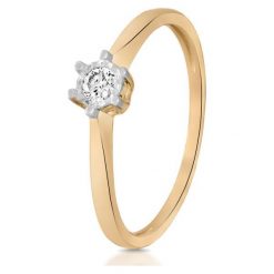 Pierścionek Złoty - złoto 585, Brylant 0,10ct. Żółte pierścionki damskie W.KRUK, z brylantem, złote. Za 1890,00 zł.