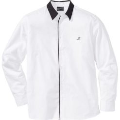 Koszula bonprix biały. Białe koszule męskie bonprix, xl, bez wzorów, z kontrastowym kołnierzykiem, bez rękawów. Za 69,99 zł.
