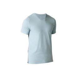 Koszulka do gimnastyki i pilatesu 500 Slim męska. Szare koszulki męskie DOMYOS, xl, bez wzorów, z elastanu, bez kołnierzyka, bez rękawów. W wyprzedaży za 14,99 zł.