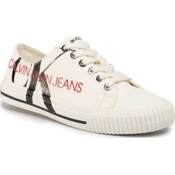 Trampki CALVIN KLEIN JEANS - Demianne B4R0856 White/Black. Białe półbuty damskie Calvin Klein Jeans, bez wzorów, z jeansu, bez zapięcia. Za 469,00 zł.