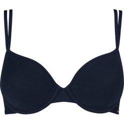 Biustonosz w kolorze granatowym. Niebieskie biustonosze Skiny Women & Men, z haftami, z materiału. W wyprzedaży za 34,95 zł.