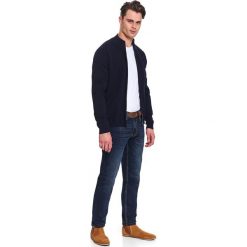 Kardigan gładki ze stójką. Niebieskie swetry męskie Top Secret, m, bez wzorów, eleganckie, długie. Za 139,99 zł.