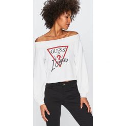 Guess Jeans - Bluza. Różowe bluzy damskie Guess Jeans, s, z nadrukiem, z bawełny, bez rękawów, bez kaptura. W wyprzedaży za 279,90 zł.