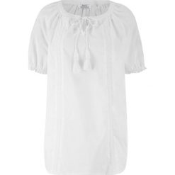 Tunika bawełniana, krótki rękaw bonprix biały. Białe bluzki damskie bonprix, bez wzorów, z bawełny, bez kołnierzyka, z krótkim rękawem. Za 37,99 zł.