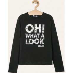 Liu Jo - Longsleeve 128-170 cm. Czarne bluzki dziewczęce Liu Jo, z aplikacjami, z bawełny, z okrągłym kołnierzem, z długim rękawem, długie, bez kaptura. W wyprzedaży za 199,90 zł.