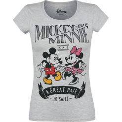 Myszka Miki i Minnie Mickey & Minnie Mouse - A Great Pair Koszulka damska odcienie szarego. Szare bluzki damskie marki Myszka Miki i Minnie, l, z nadrukiem, klasyczne, z okrągłym kołnierzem. Za 74,90 zł.