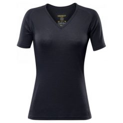 Topy sportowe damskie: Devold Koszulka Termoaktywna Z Krótkim Rękawem Breeze T-Shirt V-Neck Black Xs