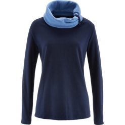 Bluza z polaru, długi rękaw bonprix ciemnoniebieski. Niebieskie bluzy damskie bonprix, bez wzorów, z polaru, z długim rękawem, długie, bez kaptura. Za 64,99 zł.