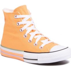 Trampki CONVERSE - Ctas Hi 167634C Fuel Orange/Moonstone Violet. Pomarańczowe półbuty damskie Converse, bez wzorów, z gumy, bez obcasa, na płaskiej podeszwie, bez zapięcia. W wyprzedaży za 269,00 zł.