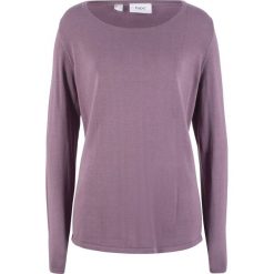 Luźniejszy sweter bonprix matowy lawendowy. Fioletowe swetry damskie bonprix, bez wzorów, bez rękawów, bez kaptura. Za 37,99 zł.