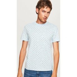T-shirt z mikroprintem - Niebieski. Niebieskie t-shirty męskie Reserved, l. Za 49,99 zł.