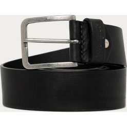 Wrangler - Pasek skórzany. Czarne paski męskie Wrangler, w paski, ze skóry. Za 189,90 zł.