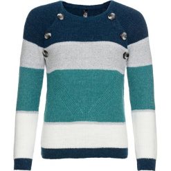 Sweter: MUST HAVE bonprix niebieskozielono-jasnoszary melanż - turkusowy. Niebieskie swetry damskie bonprix, bez wzorów, bez rękawów, bez kaptura. Za 54,99 zł.
