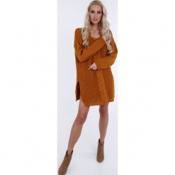Musztardowy sweter oversize 0209. Szare swetry oversize damskie Fasardi. Za 89,00 zł.
