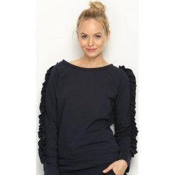 Bluzy damskie: Granatowa Bluza Fancy Sleeves