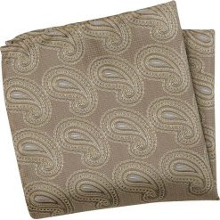 Beżowa Elegancka Męska Poszetka -ALTIES- Jasnobrązowa, Paisley, Łezka POSZALTTANIA0374. Brązowe poszetki męskie Alties, bez wzorów, z materiału, eleganckie. Za 16,90 zł.