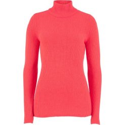 Sweter z golfem w prążek bonprix koralowy. Różowe golfy damskie marki bonprix, w prążki. Za 27,99 zł.