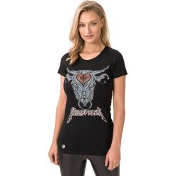 Philipp Plein Koszulka Czarny. Czarne koszulki damskie Philipp Plein, m, z nadrukiem, z bawełny, bez kołnierzyka, z krótkim rękawem. Za 1313,95 zł.